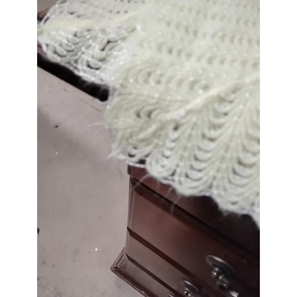 50's Vintage Cradle Knit Baby Blanket Yellow Crochet Knit 40x40”